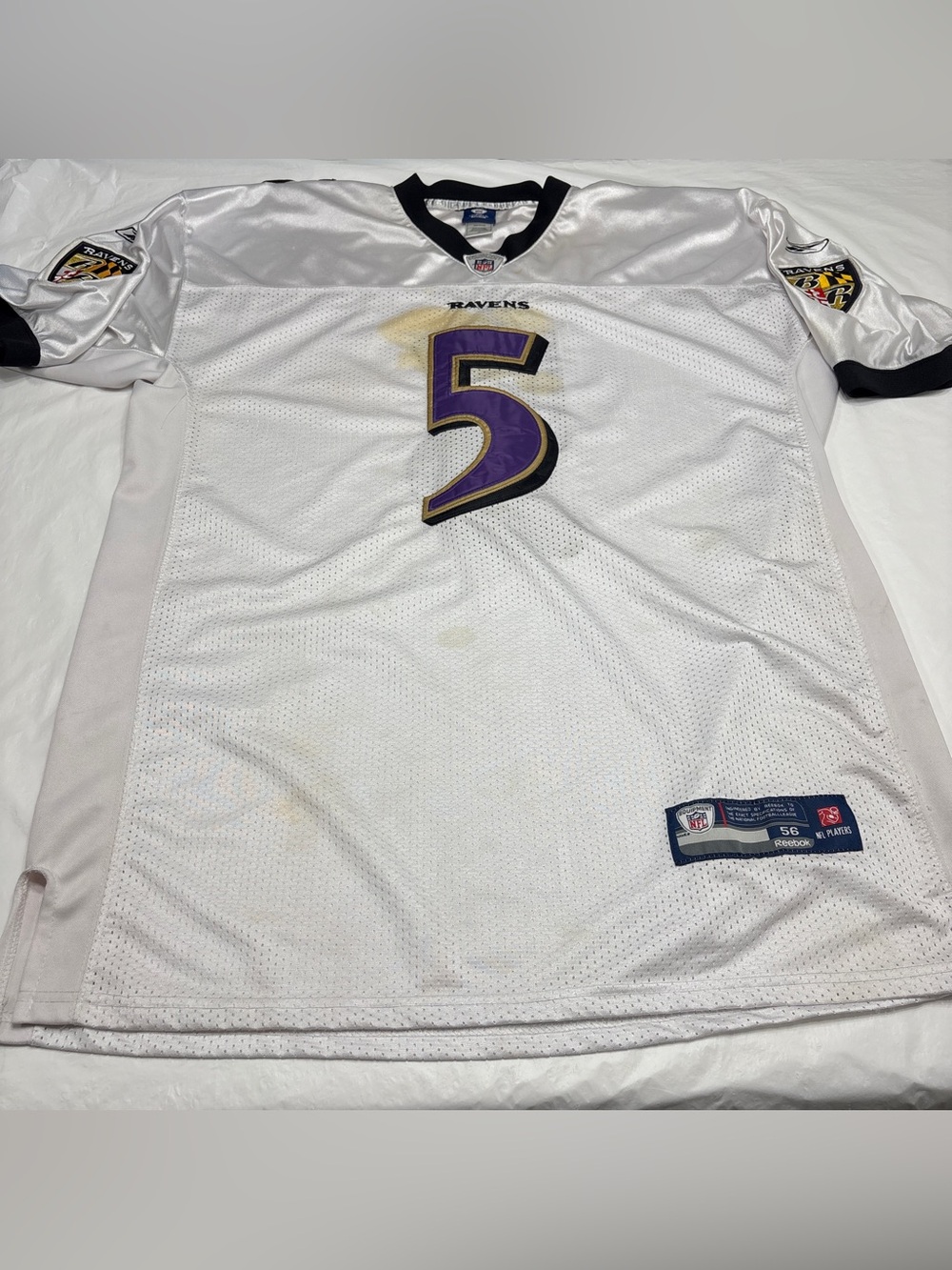 Joe Flacco Baltimore Ravens Reebok Football Jersey #5 Mens 56 3XL Stained